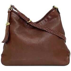 Gucci Shoulder Bag Bordeaux Red Leather Marrakech GG Tassel Business